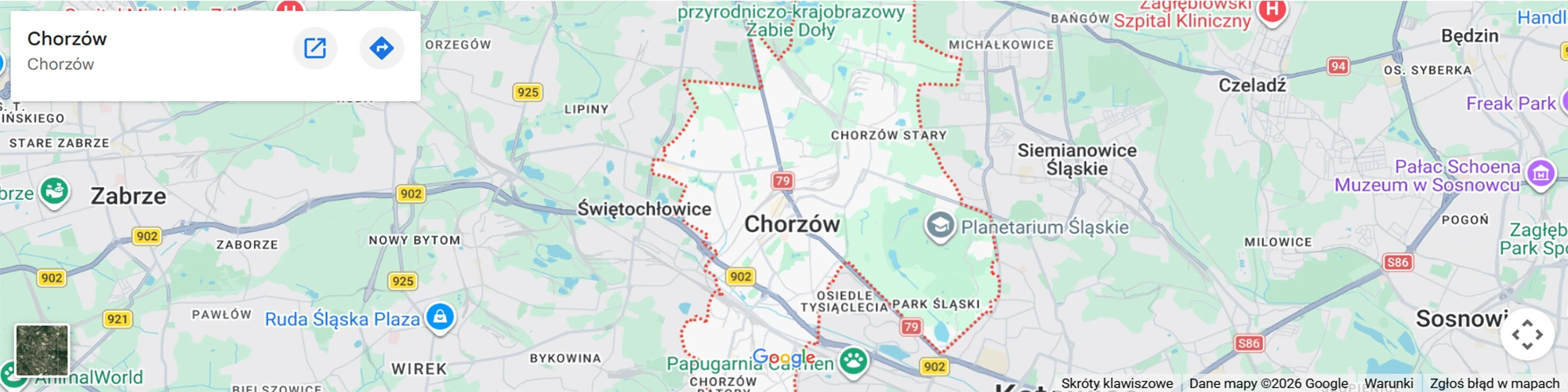 Mapa Chorzowa i okolic