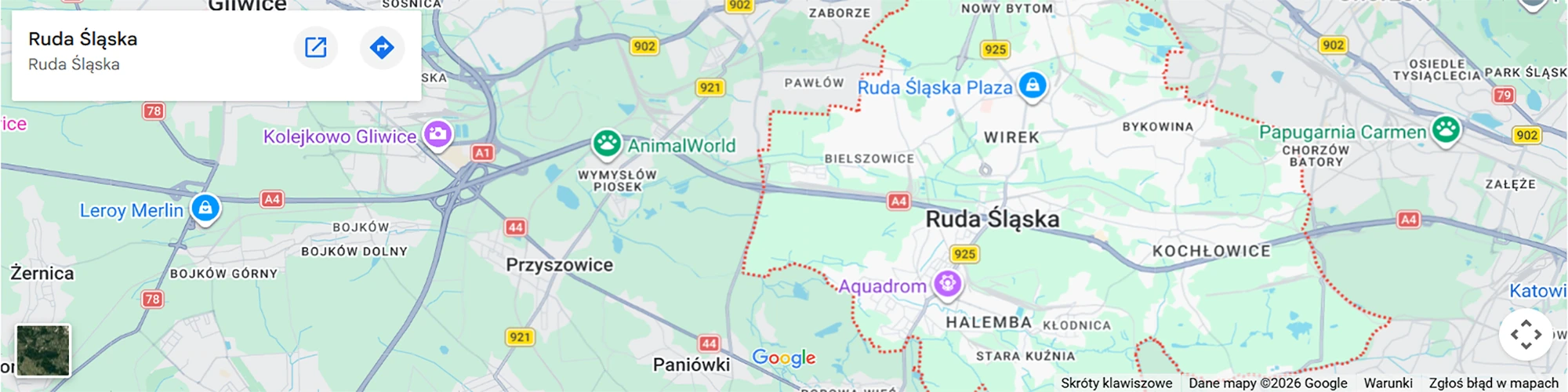 Mapa Rudy Śląskiej i okolic
