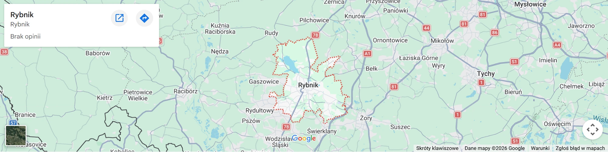 Mapa Rybnika i okolic
