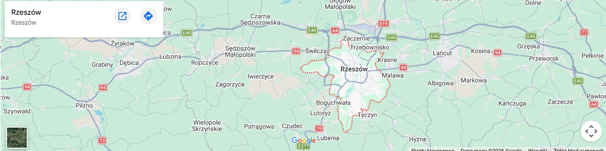 Mapa Rzeszowa i okolic