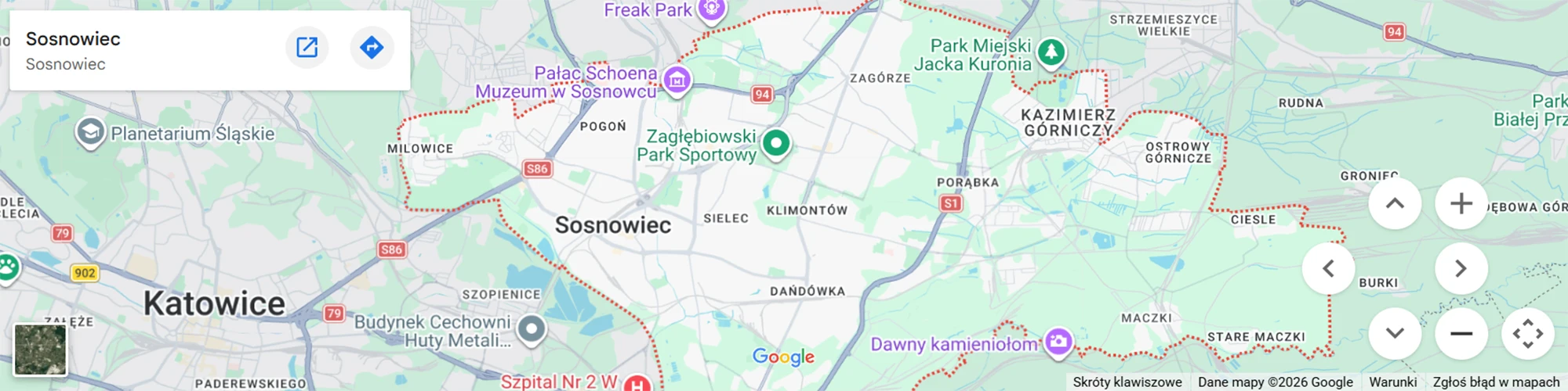 Mapa Sosnowca i okolic - tu dostarczamy opakowania