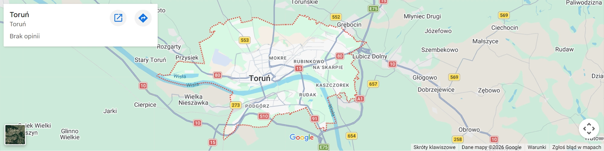 Mapa Torunia i okolic