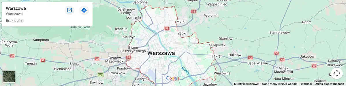 Pudełka i kartony mapa dostawy do Warszawy