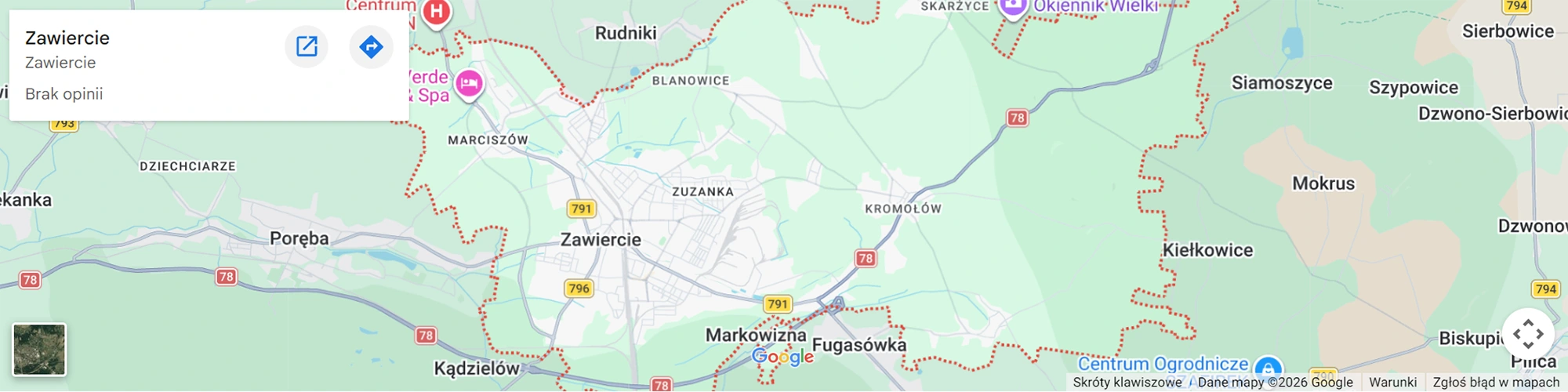 Mapa Zawiercia i okolic