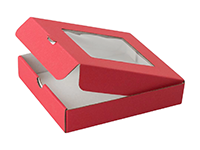 Pudełko z okienkiem czerwone 100x100x20 mm