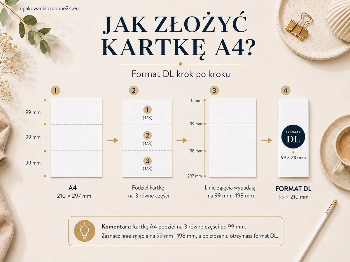 Jak złożyć kartkę A4? Format DL krok po kroku